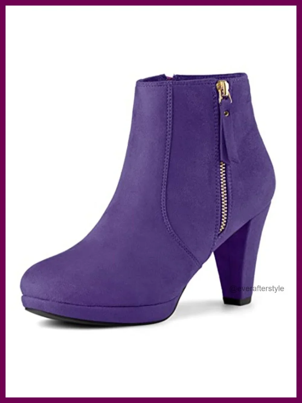 Women's Chunky Heel Platform Ankle Boots | Round Toe, Side Zipper, 3 1/7